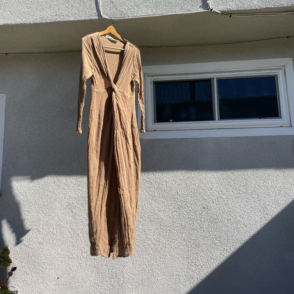 Jens pirate booty brown gauze Lagerfeld dress with gauze belt